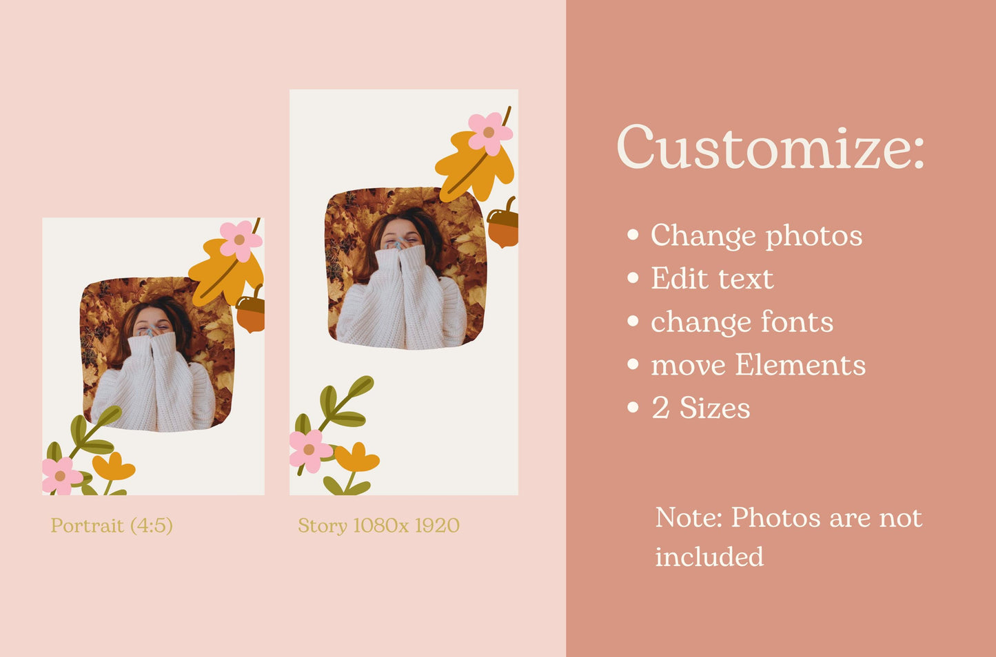 Plantillas de Instagram para otoño (Canva) - Ideas para historias de Instagram de otoño - Plantillas para publicaciones de Instagram de otoño - Instagram de Halloween/Temporada de rebajas