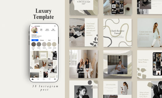 Plantilla elegante y neutra para feed de Instagram / Marca de lujo para redes sociales