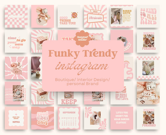 Plantillas de Instagram modernas y divertidas de color rosa para blogueros de estilo de vida y marcas personales / Diseños de publicaciones de Canva para alto compromiso e impacto visual