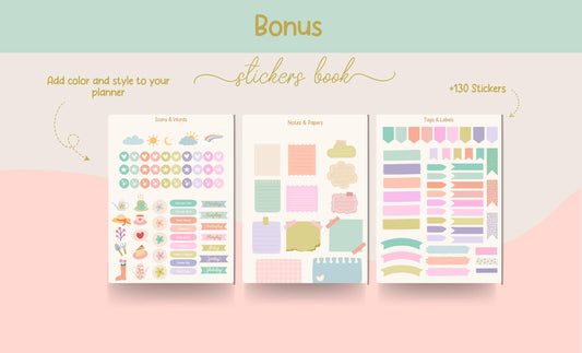 Planificador de negocios digital/planificador GoodNote/calcomanías para planificador/planificador con flores en tonos pastel/planificador para pequeñas empresas