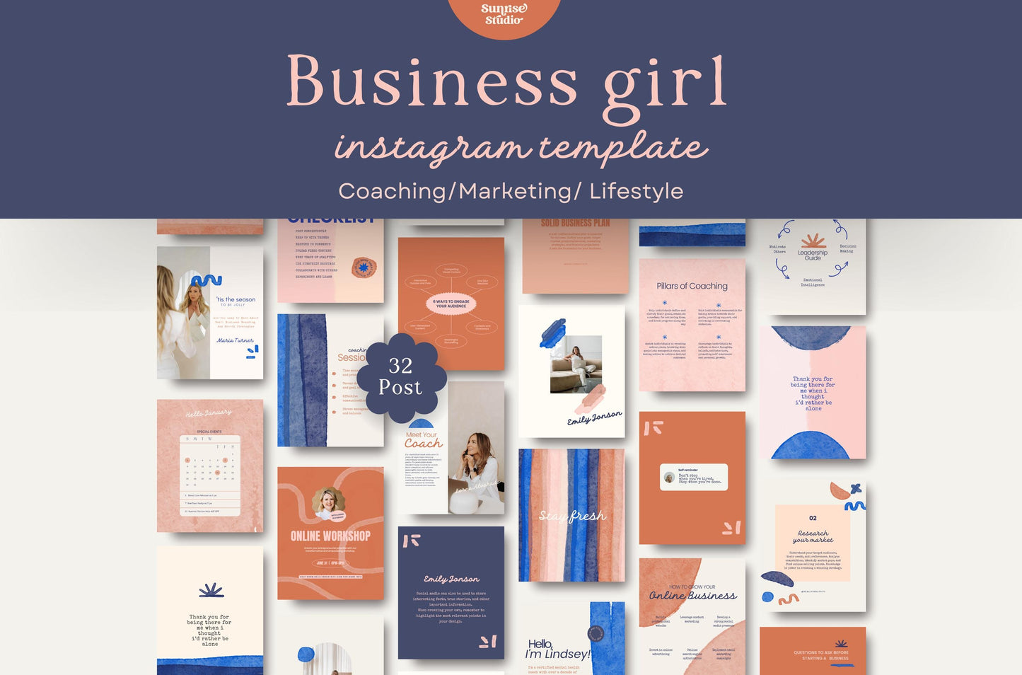 Feed artístico de Instagram de Coach / Canva: plantillas de publicaciones hechas a mano de alto impacto visual y estrategia de participación para pequeñas empresas