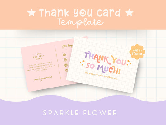 Plantilla de tarjeta de agradecimiento divertida / Tarjeta de presentación pequeña / Diseño de marca / Empaque de marca / Agradecimiento al cliente