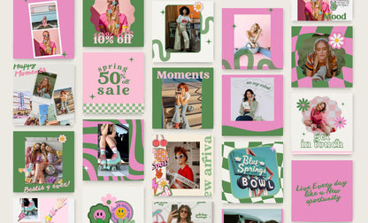 Feed de Instagram moderno y elegante de estilo retro, plantilla de Canva, estrategia de participación de publicaciones vintage para pequeñas empresas, blogueros de estilo de vida