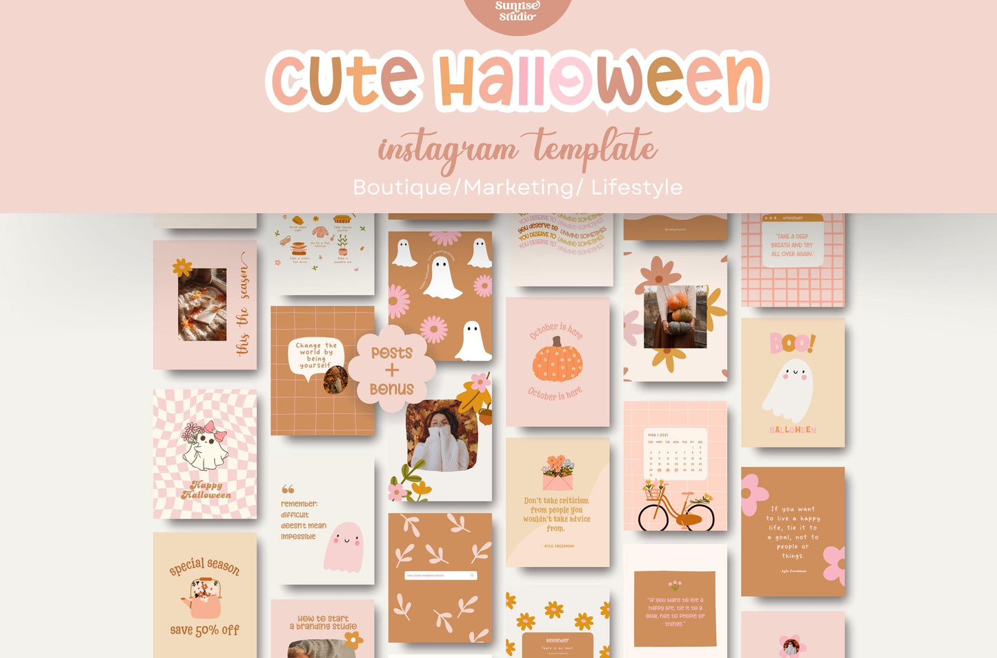 Plantillas de Instagram para otoño (Canva) - Ideas para historias de Instagram de otoño - Plantillas para publicaciones de Instagram de otoño - Instagram de Halloween/Temporada de rebajas