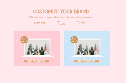 Pastel Pink Christmas Etsy Listing Canva template- Holiday Instagram template- Christmas instagram Feed-season sales template