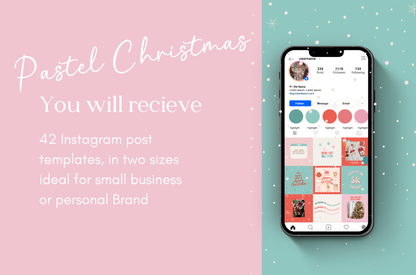 Christmas Instagram Template Canva - Holiday Instagram post feed - Festive Instagram Post Templates for Christmas Pink
