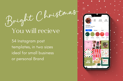 Bright Christmas instagram template - Hand Drawn Illustrated Christmas - Holiday post