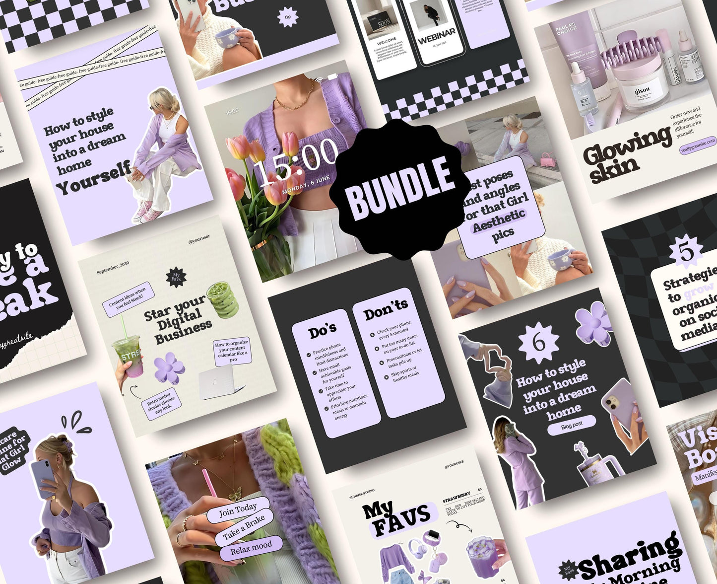 Plantilla de publicación viral de Instagram Lila: estética femenina para influencers, coaches de redes sociales y profesionales del marketing.