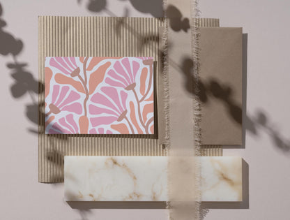 Plantilla de Canva de tarjeta de agradecimiento con flores abstractas editables/tarjeta de agradecimiento al cliente/inserto de empaque para pequeñas empresas