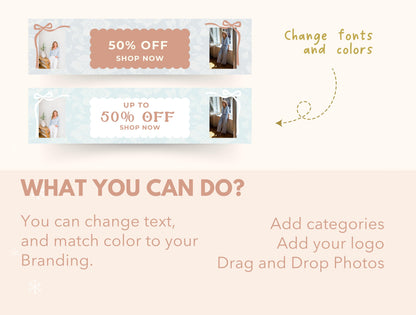 Banners estéticos azules para tiendas Etsy / Marcas de tiendas Delicate Coquette / Herramientas para pequeñas empresas