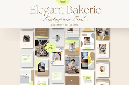 Plantilla elegante de feed de Instagram de panadería para Canva: plantillas de publicaciones artísticas de alto impacto visual y estrategia de participación para pequeñas empresas.