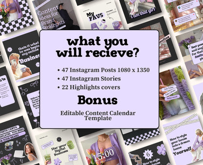 Plantilla de publicación viral de Instagram Lila: estética femenina para influencers, coaches de redes sociales y profesionales del marketing.
