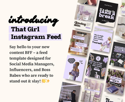 Plantilla de publicación viral de Instagram Lila: estética femenina para influencers, coaches de redes sociales y profesionales del marketing.