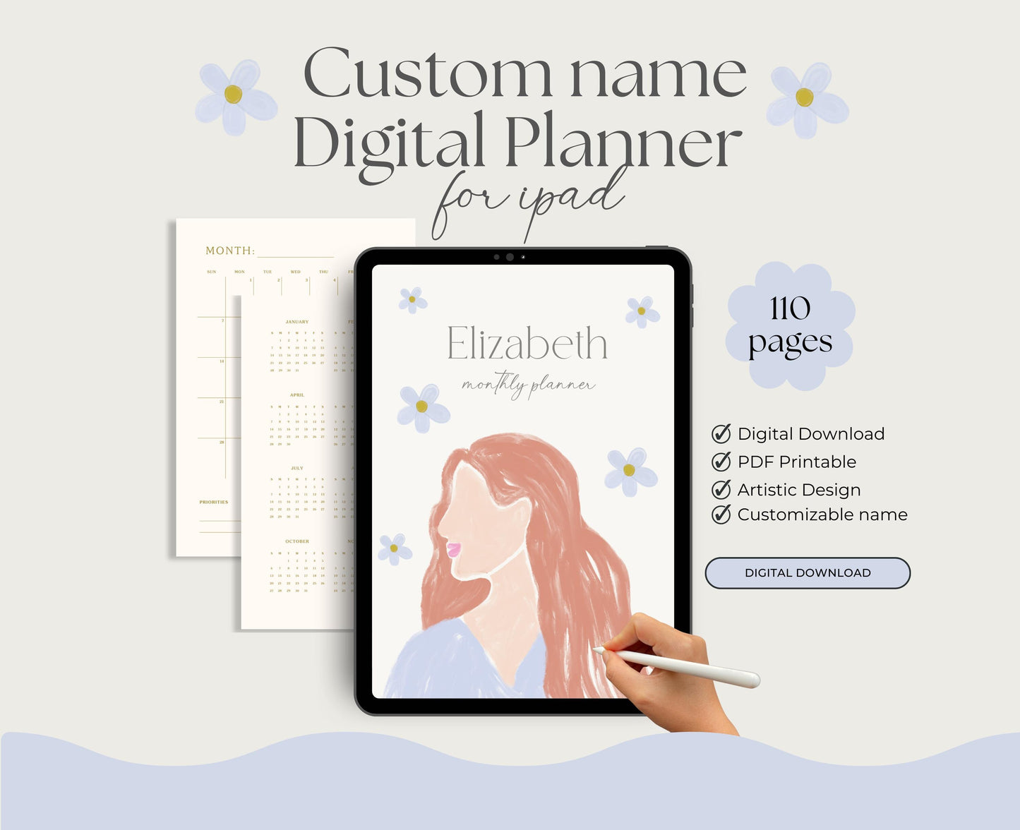 Planificador digital mensual / Planificador digital / Planificador GoodNotes / Planificador para iPad / Planificador de productividad / Planificador diario, Planificador semanal