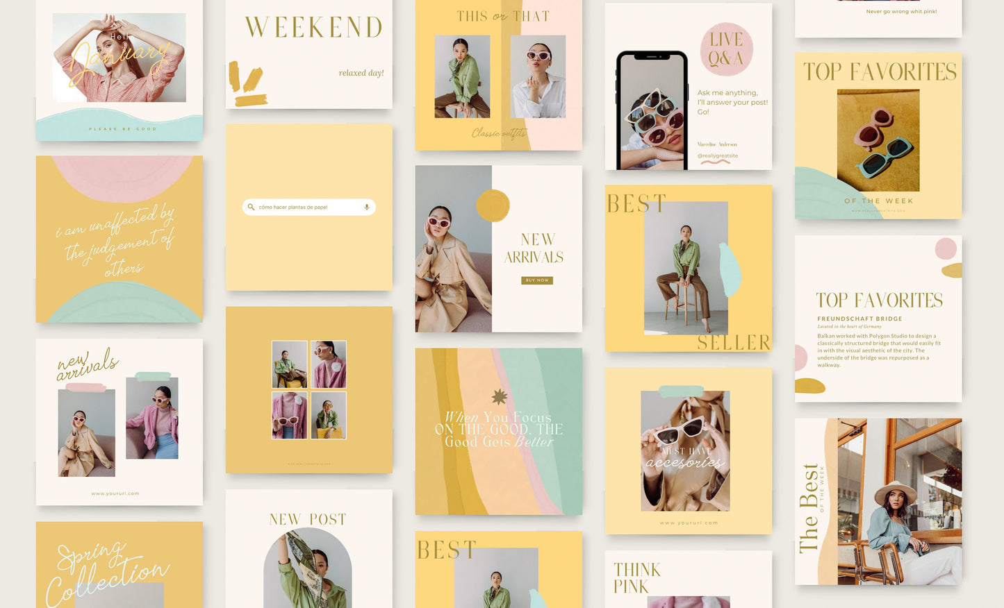 Plantilla de feed de Instagram de moda para Canva: plantillas de publicaciones de alto impacto visual y participación, pequeñas empresas, feed de blogger de estilo de vida