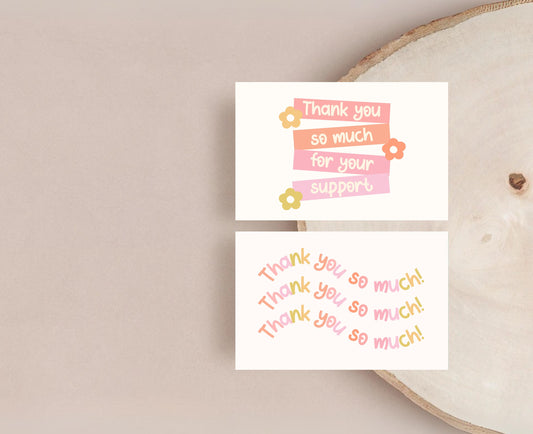 Plantilla de paquete de tarjeta de agradecimiento con lindas flores / tarjeta de presentación pequeña / diseño de marca / empaque de marca