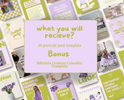 Viral Trendy lila & Green Instagram Template Pack | Vibrant Canva Templates for Influencers, Content Creators and Digital Marketers