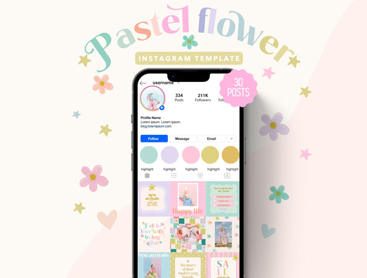 Hand-Drawn Floral Instagram Template | Pastel Canva Template for Small Business Branding & Aesthetic Feed
