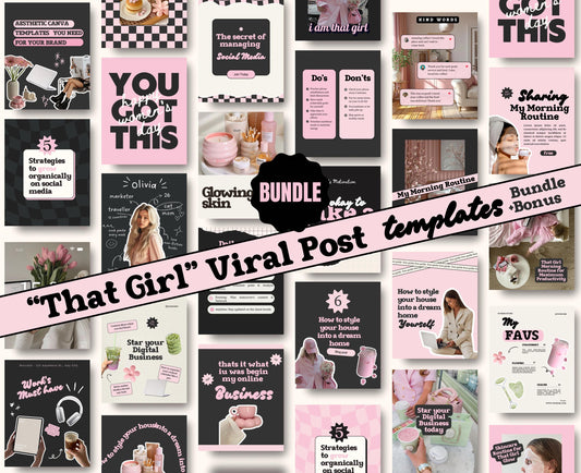 Plantilla de publicación viral en Instagram: estética de chica para influencers, entrenadores de redes sociales y reinas del marketing