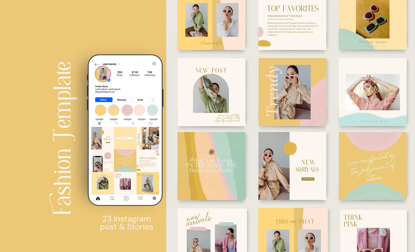 Plantilla de feed de Instagram de moda para Canva: plantillas de publicaciones de alto impacto visual y participación, pequeñas empresas, feed de blogger de estilo de vida