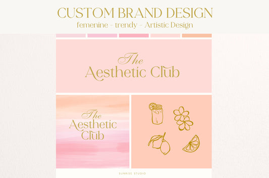 Branding minimalista, delicado y estético prediseñado para marcas personales, diseño artístico