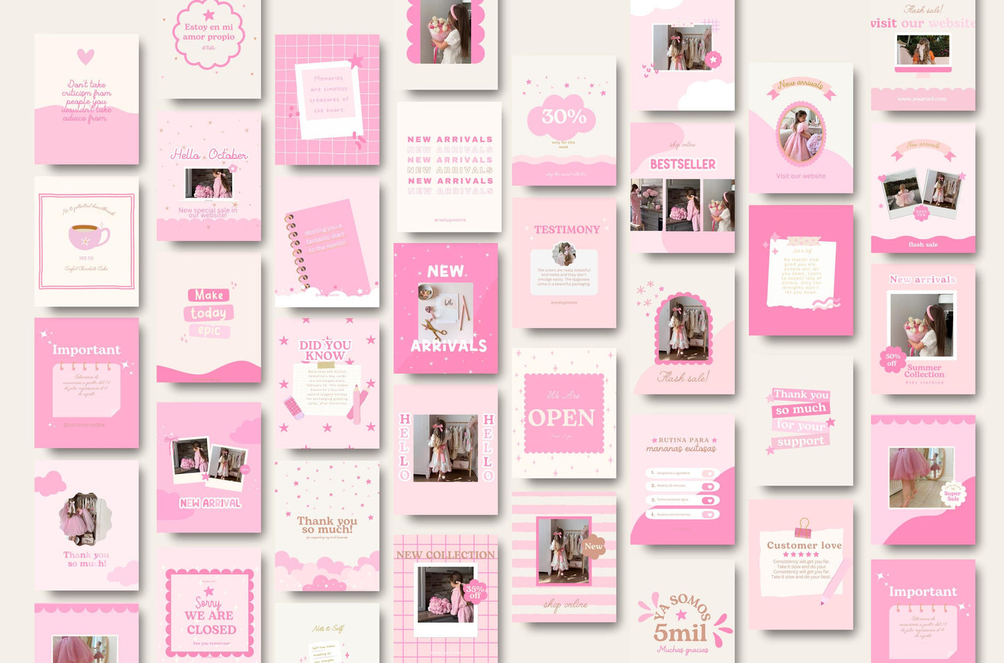 Plantilla de paquete de Instagram rosa, divertida y linda, editada por Canva