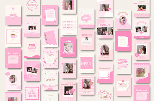Plantilla de paquete de Instagram rosa, divertida y linda, editada por Canva