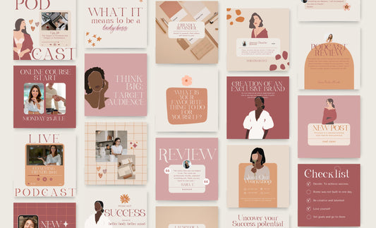 Feed de Instagram para jefas y pequeñas empresas: plantillas elegantes para el éxito - Plantilla Canva para interacción en redes sociales