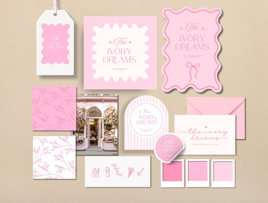 Kit de marca floral orgánica: prediseñado y editable en Canva, diseño de marca femenino para floristerías