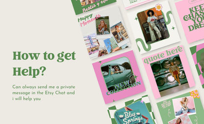 Feed de Instagram moderno y elegante de estilo retro, plantilla de Canva, estrategia de participación de publicaciones vintage para pequeñas empresas, blogueros de estilo de vida