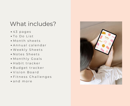 Planificador digital / Planificador Lucky Girl / Planificador GoodNotes / Planificador iPad / Planificador diario, Planificador semanal, Planificador mensual