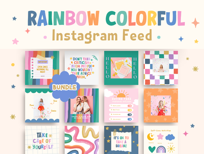 Rainbow Instagram template Bundle