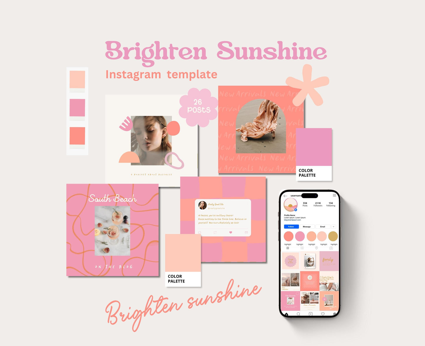 Plantilla de Instagram divertida y moderna para boutiques, bloggers de estilo de vida, plantillas de participación y publicaciones de Canva para propietarios de negocios.