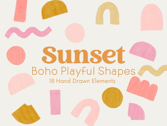 Formas abstractas pintadas a mano estilo boho PNG/ Elementos de diseño dibujados a mano/ PNG clipart moderno de moda
