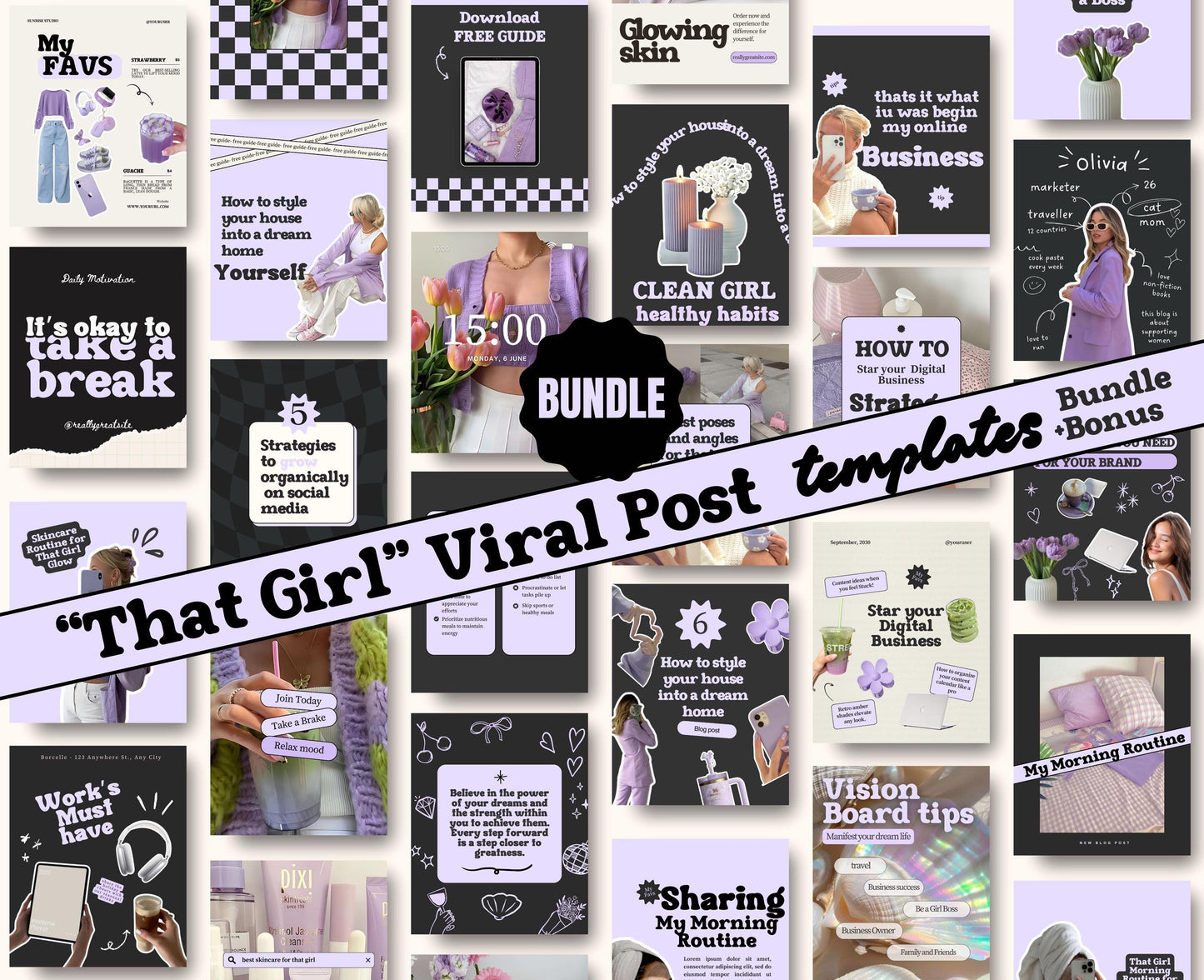 Plantilla de publicación viral de Instagram Lila: estética femenina para influencers, coaches de redes sociales y profesionales del marketing.