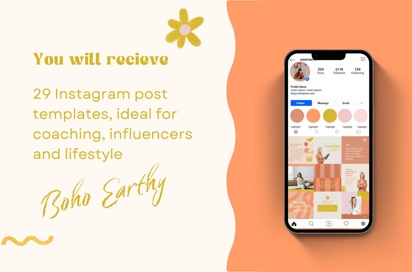 Tendencia terrosa para el feed artístico de Instagram de Coach / Canva: plantillas de publicaciones hechas a mano de alto impacto visual y estrategia de participación para pequeñas empresas
