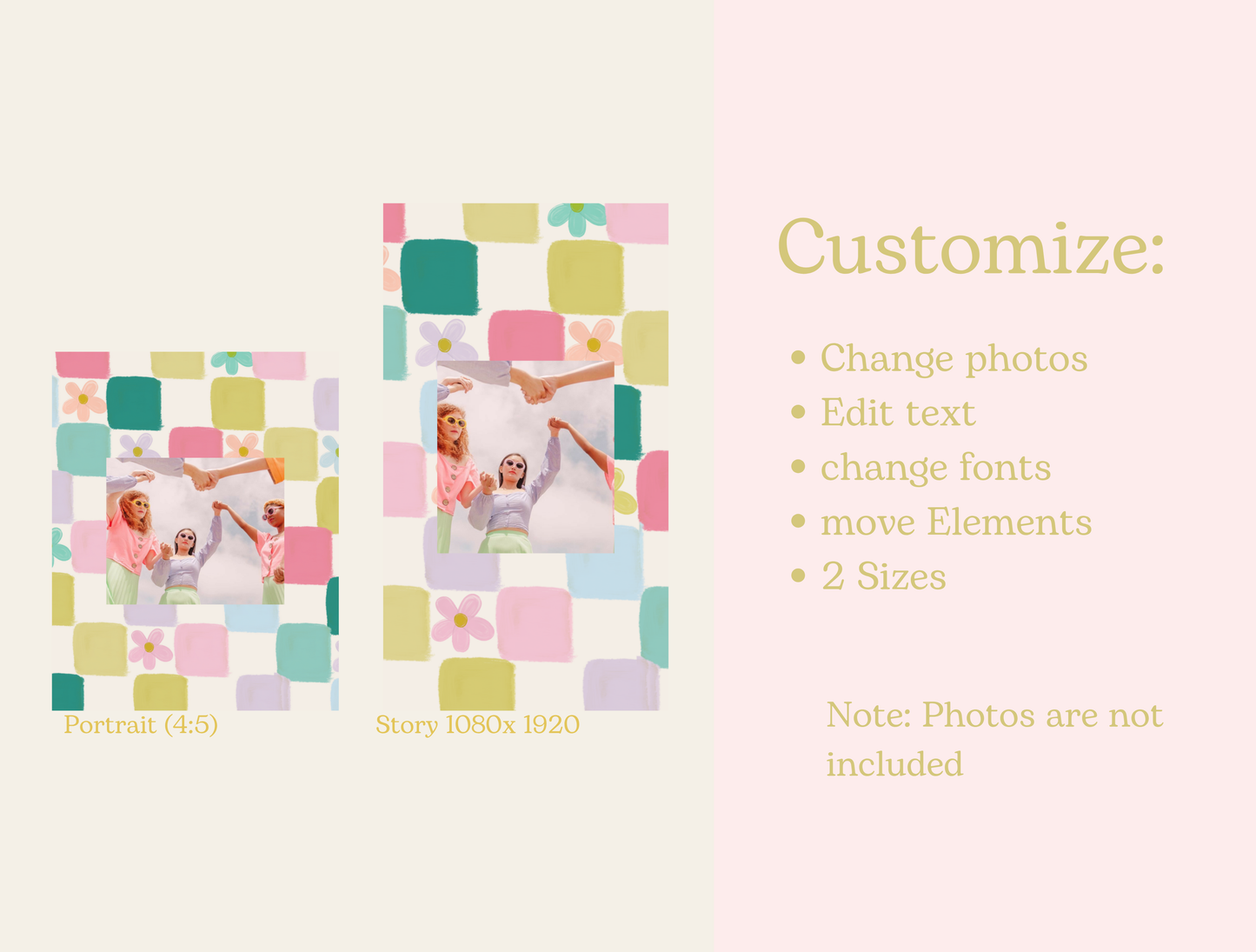 Hand-Drawn Floral Instagram Template | Pastel Canva Template for Small Business Branding & Aesthetic Feed