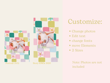 Hand-Drawn Floral Instagram Template | Pastel Canva Template for Small Business Branding & Aesthetic Feed