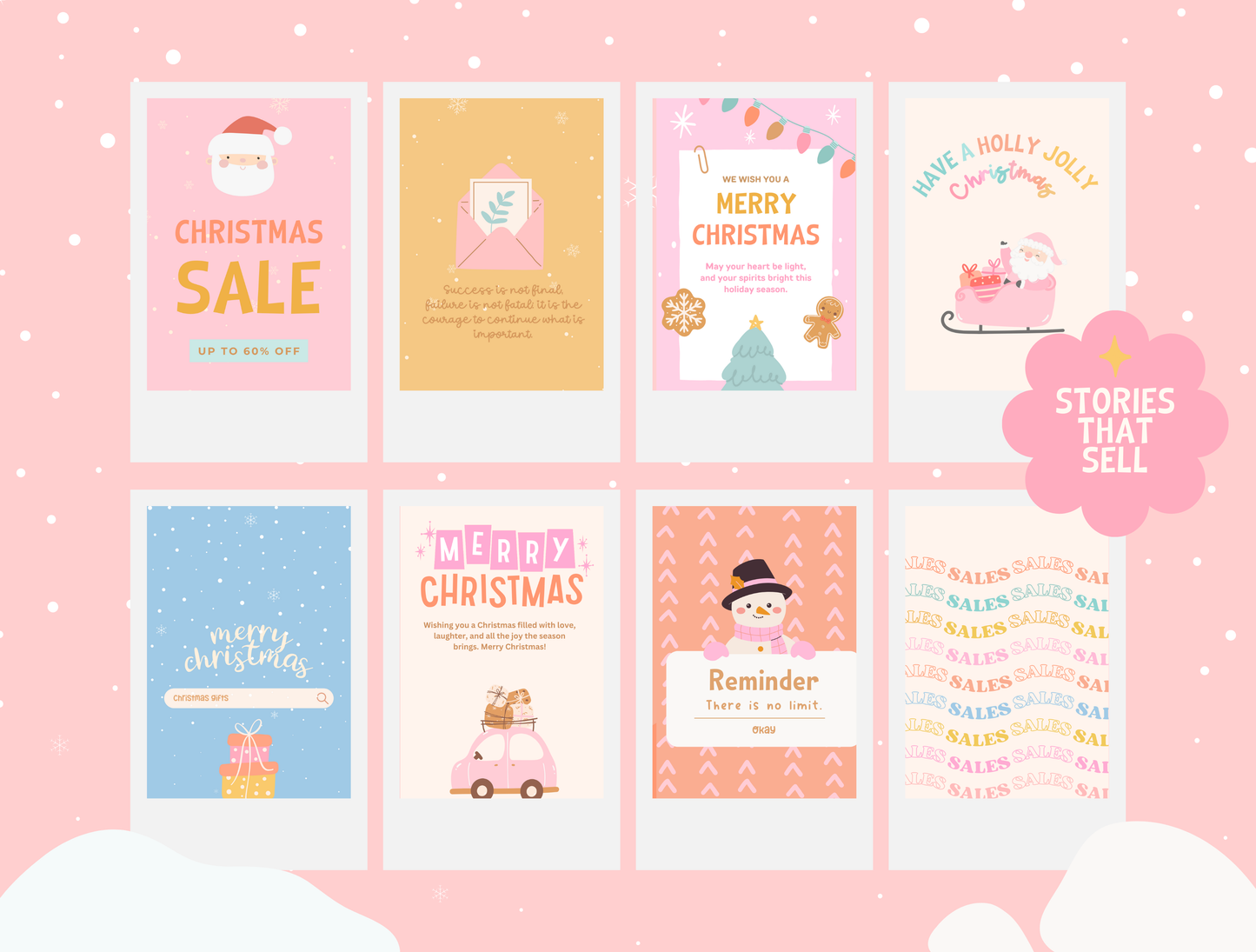 Rainbow Christmas Canva template- Holiday Instagram template- Christmas instagram Feed