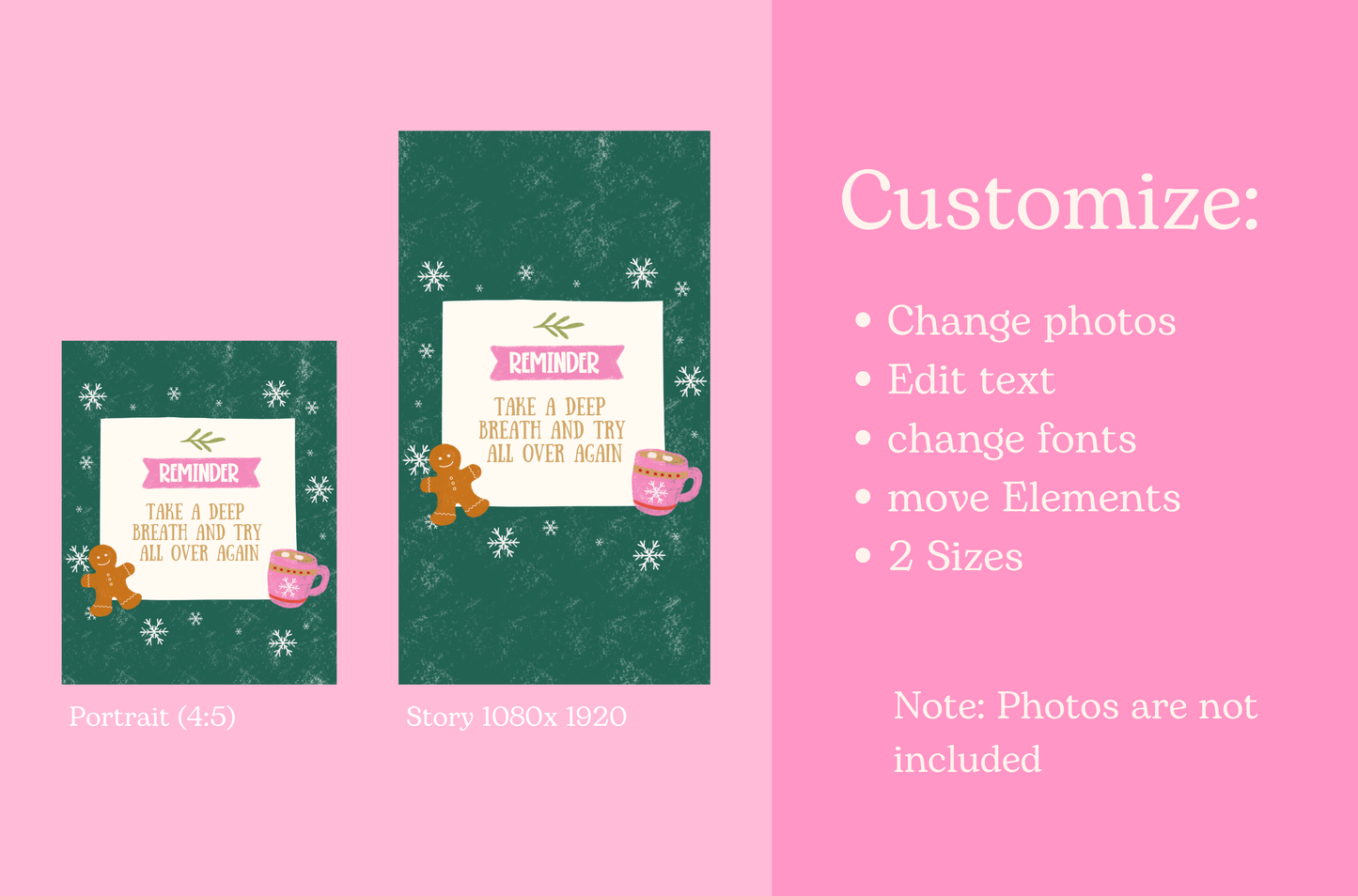 Bright Christmas instagram template - Hand Drawn Illustrated Christmas - Holiday post