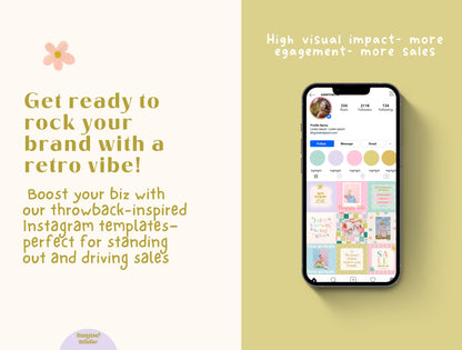 Hand-Drawn Floral Instagram Template | Pastel Canva Template for Small Business Branding & Aesthetic Feed