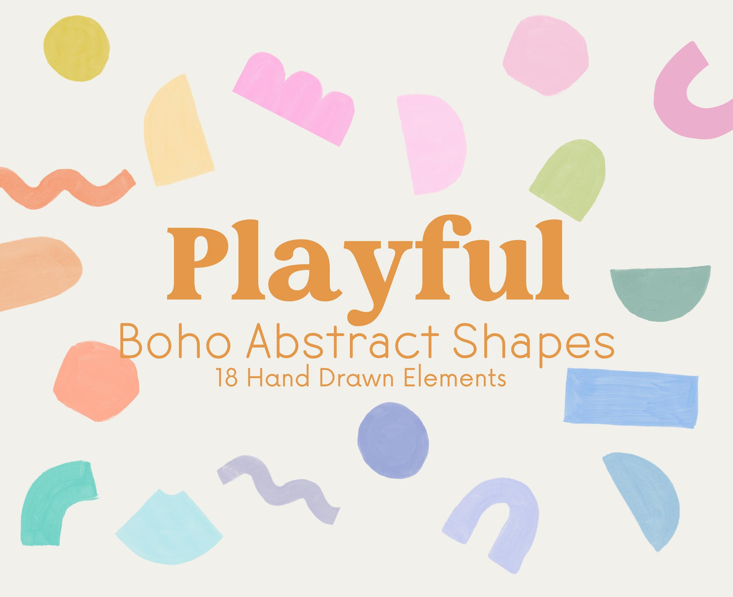 ClipArt PNG dibujado a mano con formas abstractas y coloridas divertidas