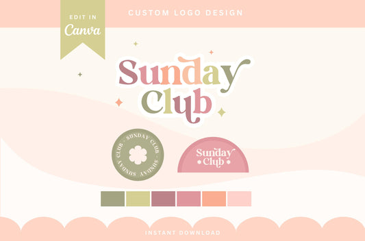 Logotipo colorido: diseño bohemio retro de moda para pequeñas empresas, logotipos modernos y brillantes para boutiques de moda y marcas personales.