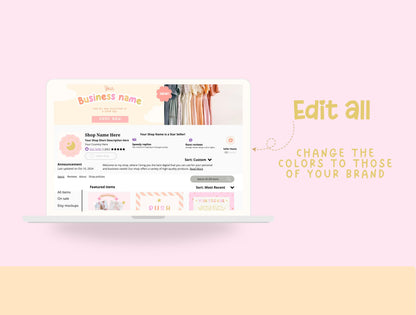 Kit de tienda Etsy con temática de atardecer - Plantillas de banner y anuncios de Etsy - Plantillas divertidas de Canva para impulsar tu tienda online