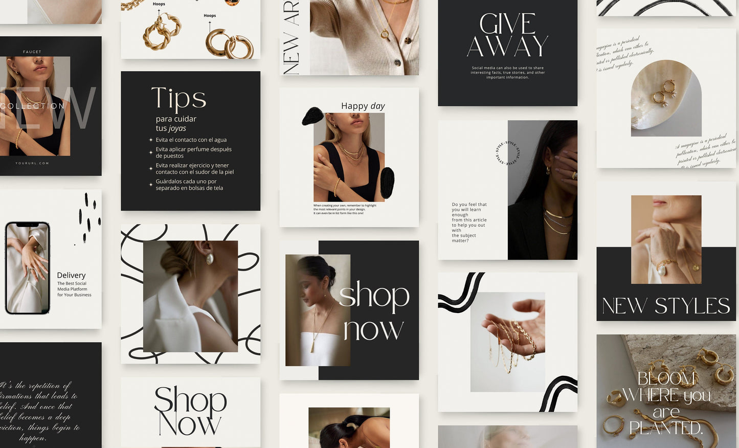 Plantilla de feed de Instagram de joyería para Canva: plantillas de publicaciones de alto impacto visual y estrategia de participación para pequeñas empresas