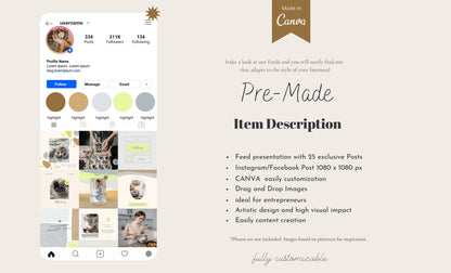 Plantilla elegante de feed de Instagram de panadería para Canva: plantillas de publicaciones artísticas de alto impacto visual y estrategia de participación para pequeñas empresas.