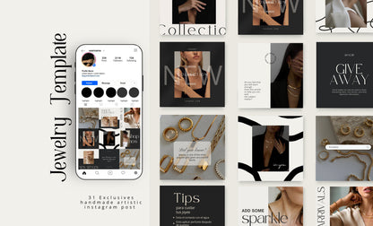 Plantilla de feed de Instagram de joyería para Canva: plantillas de publicaciones de alto impacto visual y estrategia de participación para pequeñas empresas