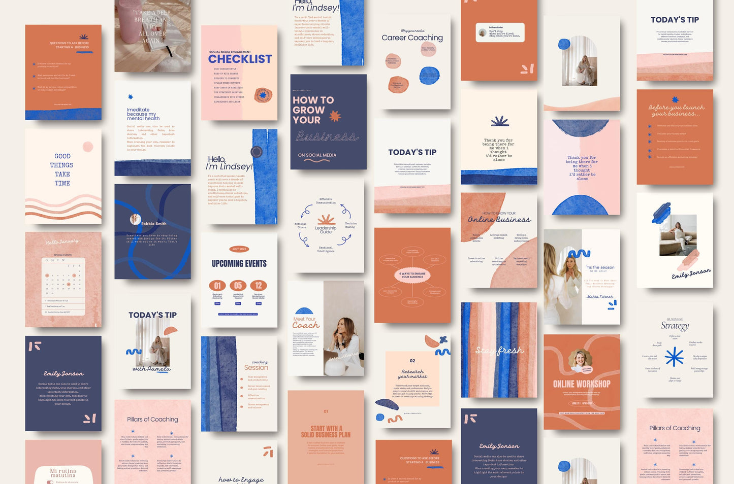 Feed artístico de Instagram de Coach / Canva: plantillas de publicaciones hechas a mano de alto impacto visual y estrategia de participación para pequeñas empresas