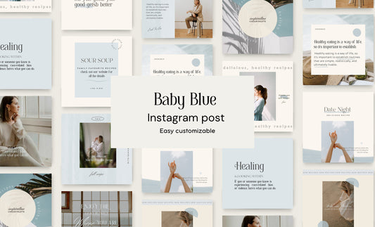 Plantilla de feed de Instagram en azul bebé para coaches de negocios, Canva: diseño de publicaciones de alto impacto visual y estrategia de participación para pequeñas empresas