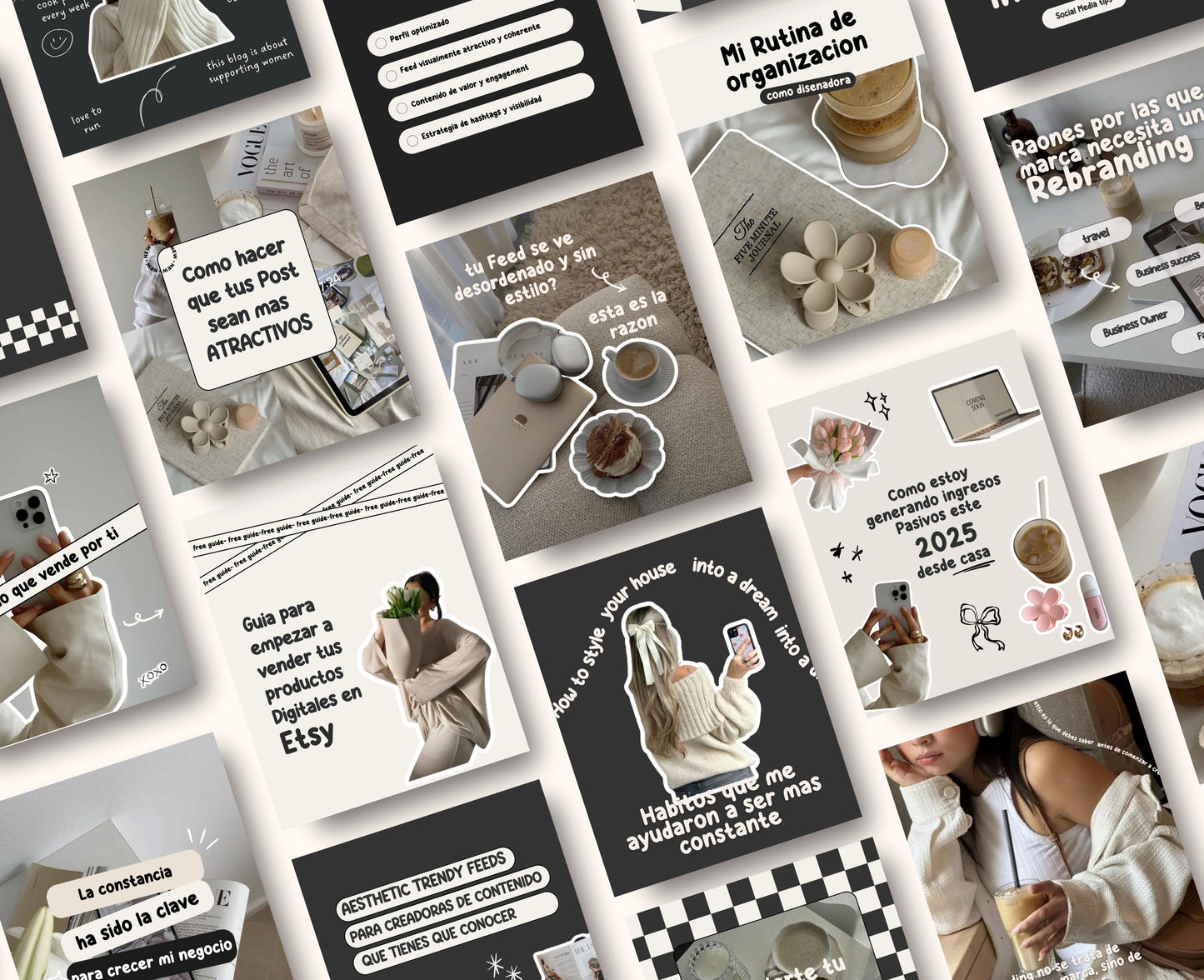 Plantilla de publicación viral neutra para Instagram: estética femenina para influencers, coaches de redes sociales y profesionales del marketing.